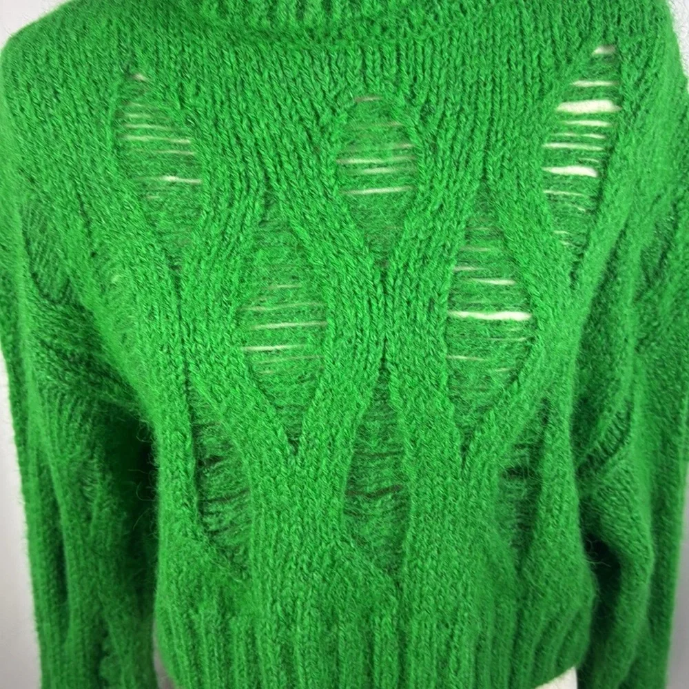 NWOT ZARA Green Crop Turtle Neck Sweater Sz M - Picture 6 of 14